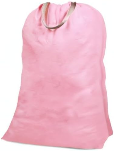 Cotton Canvas Laundry Bag with Handles & Drawstring Straps, Heavy Duty Extra Large Laundry Bags for Laundromat and Household, 25.5x34 Inch, Pink
