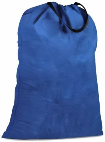Cotton Canvas Laundry Bag with Handles & Drawstring Straps, Heavy Duty Extra Large Laundry Bags for Laundromat and Household, 25.5x34 Inch, Navy Blue
