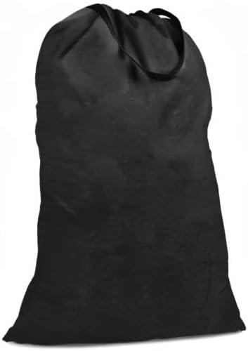 Cotton Canvas Laundry Bag with Handles & Drawstring Straps, Heavy Duty Extra Large Laundry Bags for Laundromat and Household, 25.5x34 Inch, Black