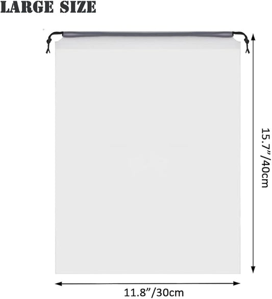 12pcs Transparent Shoe Bags for Travel 11.8in X 15.7in Protable Clear shoe bags for storage with rope,large drawstring bags for travel Men and Women