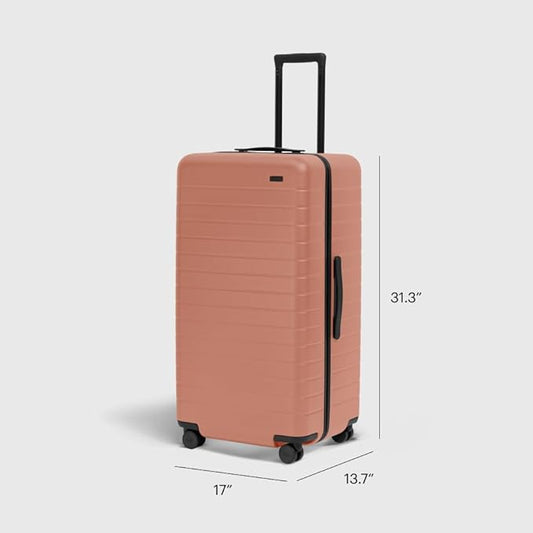 Away Large Trunk Luggage, 31 Inch Hardside Suitcase with Spinner Wheels, Lightweight & Durable, TSA Lock, Ideal for Long Trips, Clay Pink