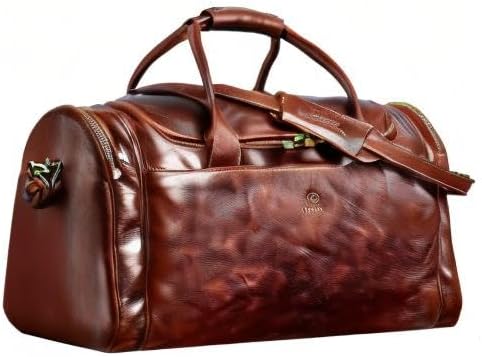 Leather Duffel Bag Weekend Bag Gym Large Travel Bag - Time Resistance