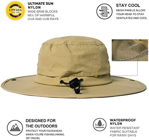 Oversize XL XXL Large Wide Brim Waterproof UPF 50+ Bucket Sun Summer Travel Fishing Hiking Fisherman Hat Detachable Chin
