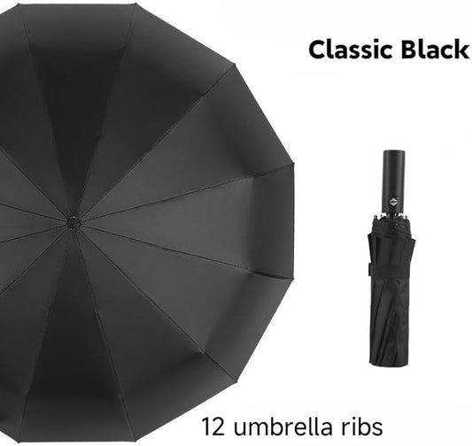 12 Ribs Travel Essentials Umbrella Automatic Folding Rain Umbrella Windproof Compact collapsible,Fits Cars&Backpack Travel size