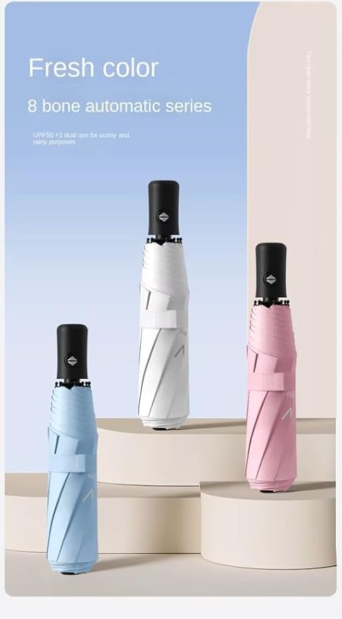 Full Automatic Three-Fold Umbrella – Windproof, Waterproof, Compact Travel Umbrella with UV Protection, Lightweight & Durable for Men and Women