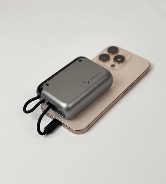 10000mAh Power Bank with 30W Fast Charging - Ultra Compact Portable Charger for iPhone, Samsung, Laptop, & More - Built-in USB-C Cable & PD Port (Gray)