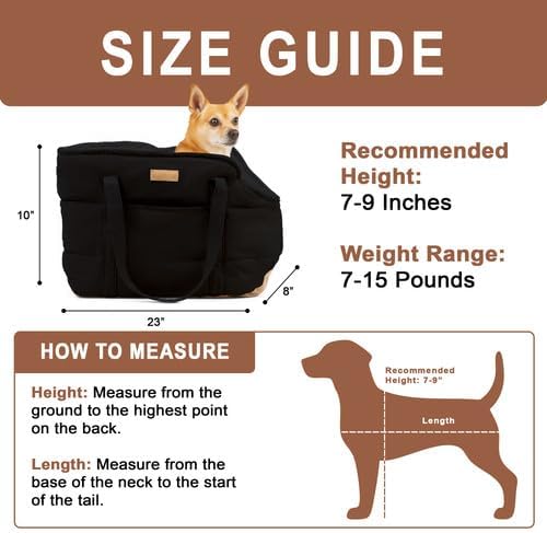 NoblePup Plush Dog Purse Carrier for Small Dogs, Soft Dog Tote Bag with Safety Harness Clip, Cozy Pet Carrier for Dogs Under 15 lbs, Comfortable Dog Shoulder Carrier for Travel, Black