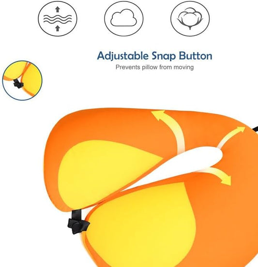 MOOB Kids Neck Pillows for Travel U-Shape Headrest Air Cushion Child Car Seat Head Support Traveling Gifts for Toddler & Children Car Seat Head Support Toddler Pillows Yellow