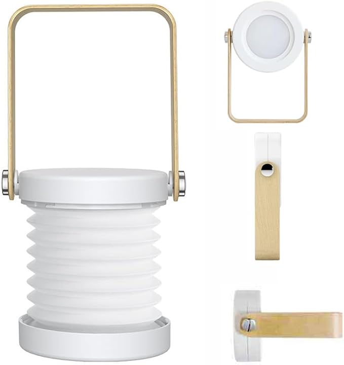 Retro Lantern Light USB Rechargeable Outdoor Camping Light, Three Level Dimming, Portable Emergency Atmosphere Light, Suitable for Camping and Home Decoration (Wooden Handle Lantern Light)