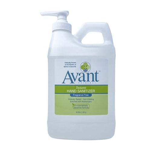 Avant® Original Fragrence Free Gel Hand Sanitizer, 3 pack 64oz bottle with pumps, bulk refill