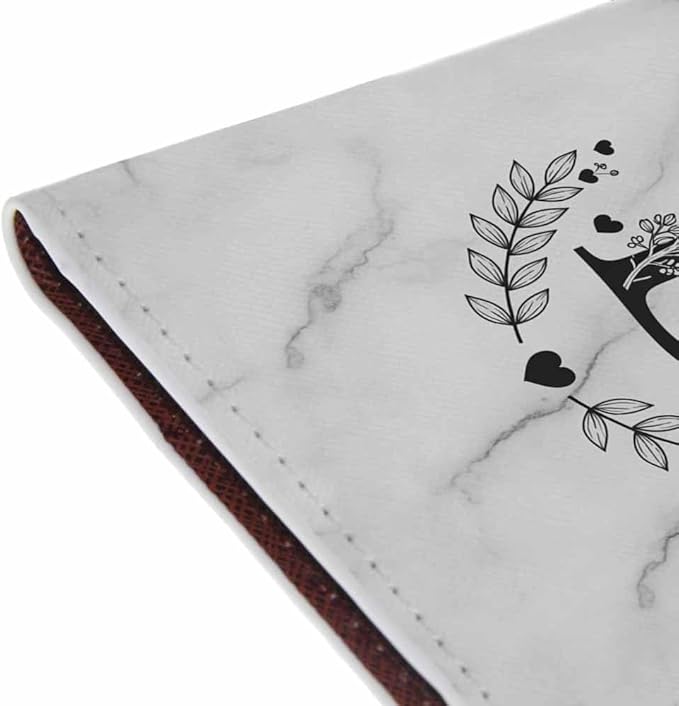 Flower D Passport Holder for Travel Marble Simple Style Black Gray PU Leather Passport Cover Wallet Cute Passport Card Holder for Women and Men