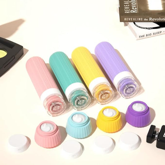 8-Piece Leakproof Travel Bottles and Jars Set โ 4 Silicone Bottles + 4 Cream Jars with Clear Zipper Bag โ TSA Approved Toiletry Containers โ BPA-Free (Bright Colors)