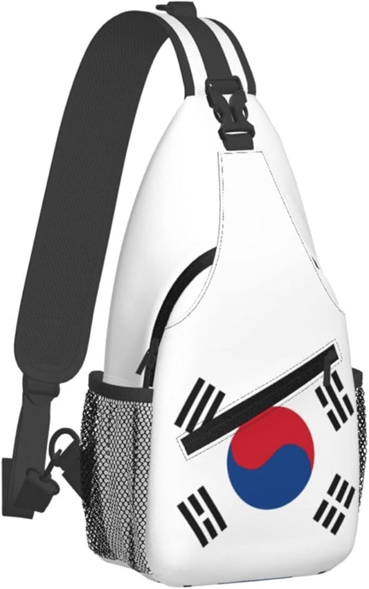 QFXUYNG South Korea Flag Adult Sling Bag Unisex Chest Bags Crossbody Backpack Casual Daypacks Shoulder Bag for Women Men Cycling Hiking Travel