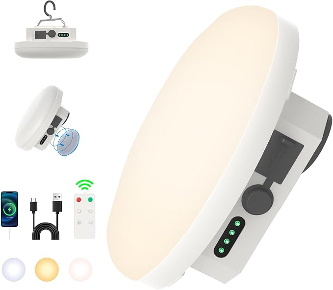 10000mAh Rechargeable Hanging Tent Light with Magnet, 30W 4000LM LED 3 Color Lighting Modes (Remote) Camping Lantern, Portable IPX5 Waterproof LED Flashlight for Emergency & Gift