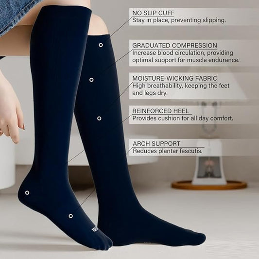 LEVSOX Viscose Made from Bamboo Compression Socks for Pregnant Women 20-30 mmHg Knee High Cute Mens Supports Socks for Travel