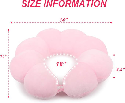 Sexysamba Flower Travel Neck Pillows for Airplanes Breathable Cotton U-Shaped Neck Pillow for Kids & Adults Head Neck Chin Support Rest Pillow for Traveling,Car,Train,Bus,Recline,Home,Office,Pink