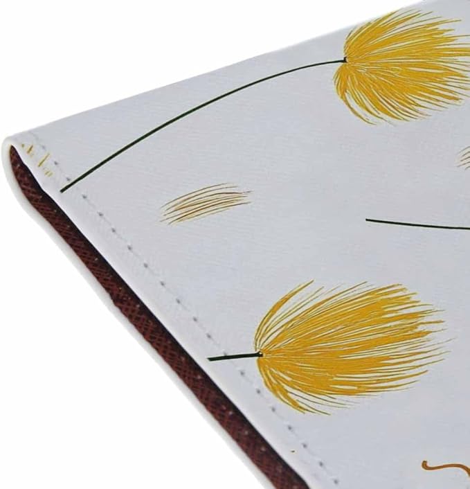 Dandelion Passport Holder for Travel Yellow Petals Fluttering Fresh Simple PU Leather Passport Cover Wallet Cute Passport Card Holder for Women and Men