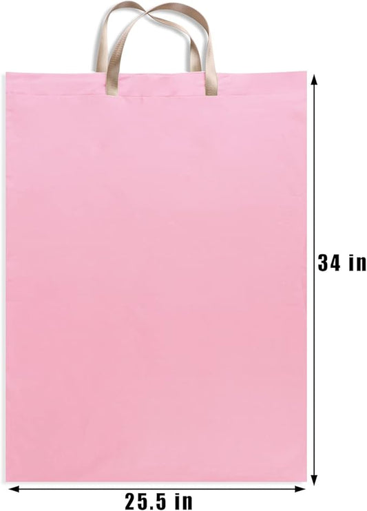 LOLOMLO Extra Large Canvas Laundry Bags with Handles & Drawstring Closure, Heavy Duty Tears Resistant Clothes Storage Travel Bags, Machine Washable Multi Use Laundry Bag liner for Laundry Hamper - 25.5 x 34 in - Pink