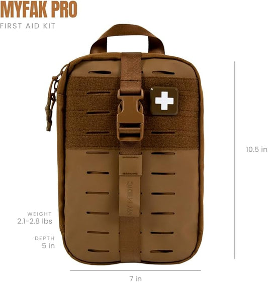 MY MEDIC MyFAK PRO First Aid Kit Bag - Emergency Survival Essentials, Medical Accessories, Rescue Necessities & Supplies for Home, Car, Boat or Travel - Coyote