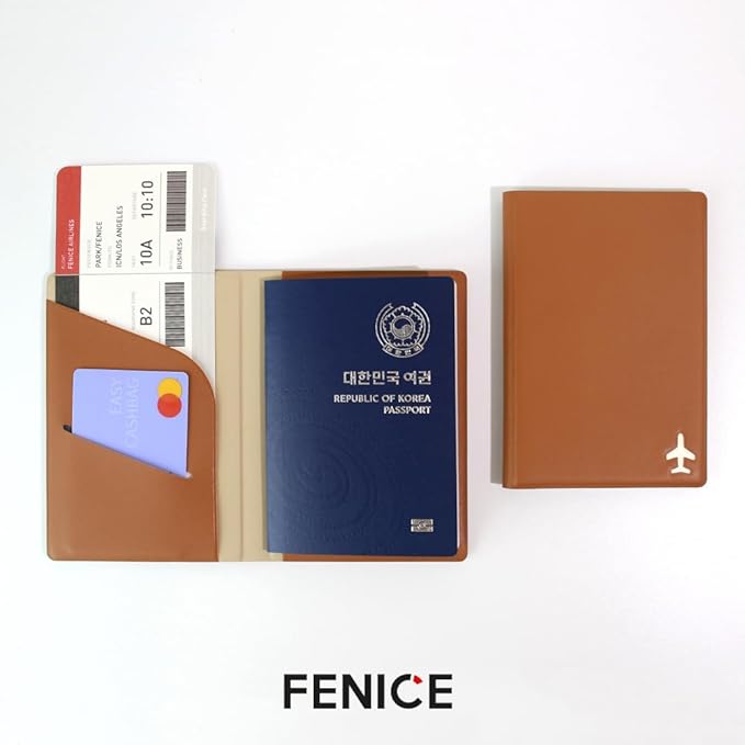 Fenice Plain Simple Passport Cover Holder Wallet Case for Travel Essential RFID Blocking Vegan Leather Waterproof (PINK)