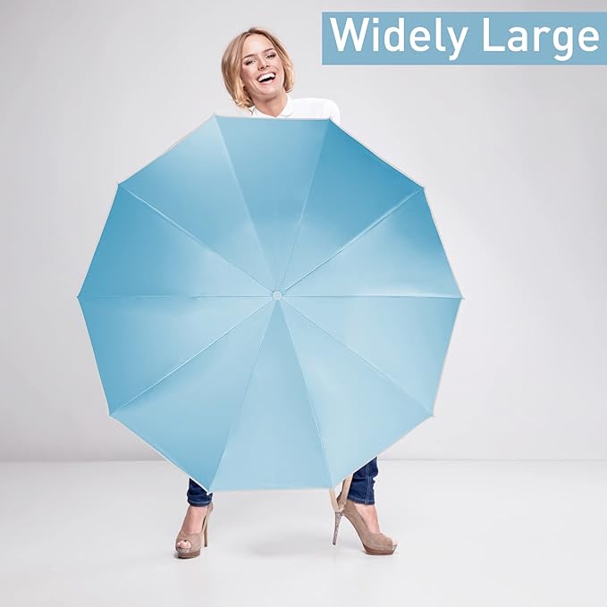 Bodyguard Inverted Umbrella - Large Windproof for Rain & Sun, Compact Reverse With Reflective Stripe, Teflon-Coated for Women Men, Travel Folding With Cover Bag