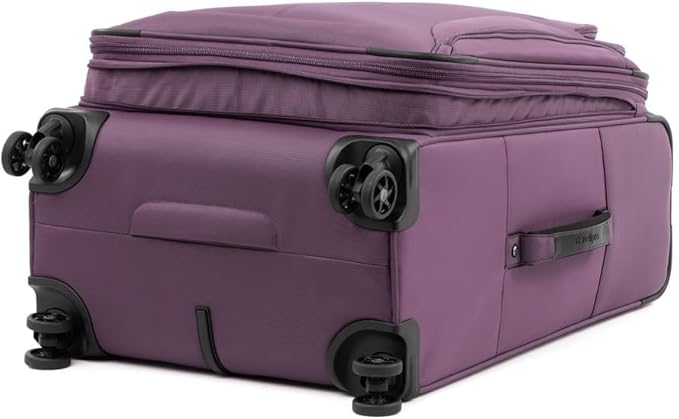 Travelpro Tourlite Softside 25" Expandable Luggage with 4 Spinner Wheels, Lightweight Suitcase, Checked Medium, Deep Purple
