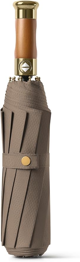 Rain Cats Large Umbrella 45 Inch diameter Umbrellas for rain Strong10 Ribs Fiberglass Windproof big Compact Automatic portable Folding Travel/Thick Fabric/Wood handle