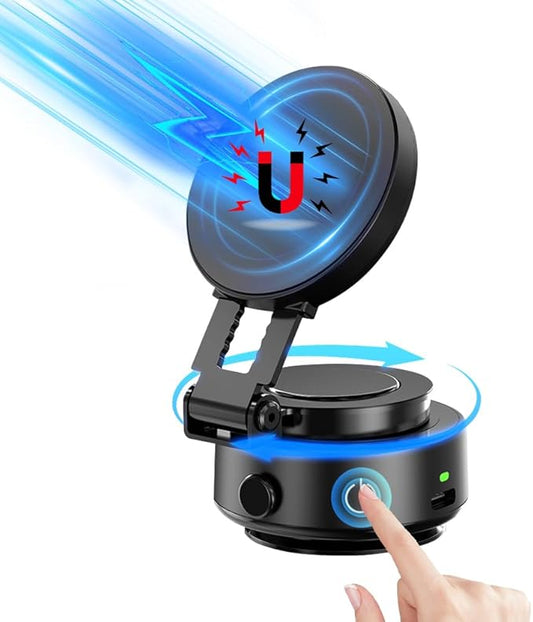 Fostex Upgraded Magnetic Mount for iPhone/Android, Electric Vacuum Suction Phone Mount, 360 Portable Phone Holder