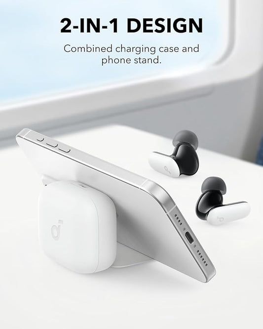 Soundcore P30i by Anker Noise Cancelling Earbuds, Strong and Smart Noise Cancelling, Powerful Bass, 45H Playtime, 2-in-1 Case and Phone Stand, IP54, Wireless Earbuds, Bluetooth 5.4 (White)