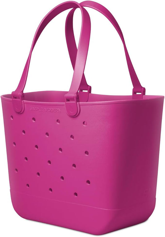 Simple Modern Extra-Large Beach Bag | Waterproof Getaway Rubber Tote with Zipper Pocket for Travel, Pool, Boat, Groceries, Sports | Zinnia