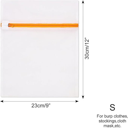 Mesh Laundry Bags 3-Pack Laundry Wash Bag Colorful Zipper for Delicates, Blouse, Hosiery, Stocking, Underwear, Bra Lingerie, Sweater, Travel Storage Bag(Orange, S)