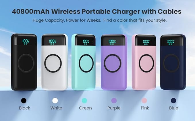 Wireless Portable Charger 30,800mAh ,15W Wireless Charging 25W PD QC4.0 Fast Charging USB-C Power Bank,4 Outputs Travel Essentials External Battery Pack for iPhone 17/16/15/14,Galaxy S25,Android etc