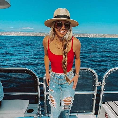 FURTALK Womens Mens Wide Brim Straw Panama Hat Fedora Summer Beach Sun Hats UPF Straw Hat for Women