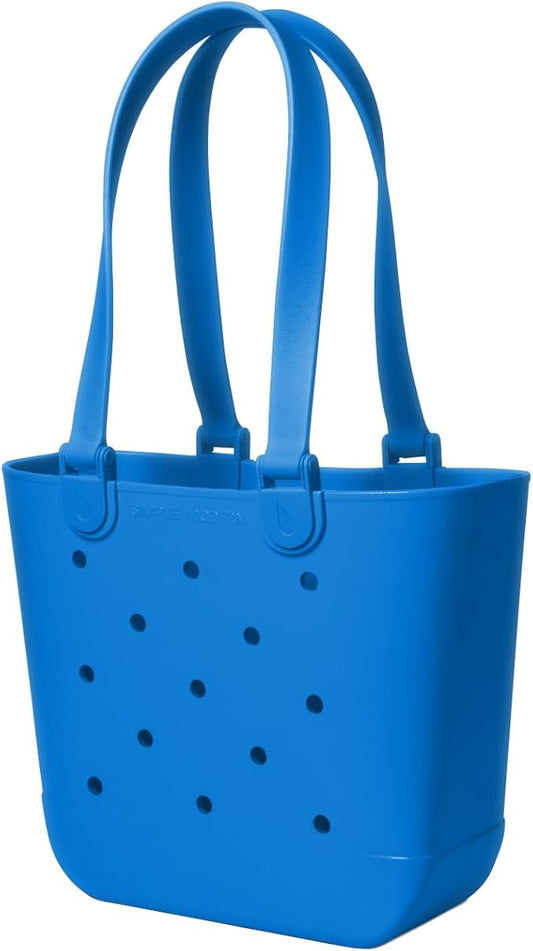 Simple Modern Medium Beach Bag | Waterproof Getaway Rubber Tote with Zipper Pocket for Travel, Pool, Boat, Groceries, Sports | Supersonic Blue