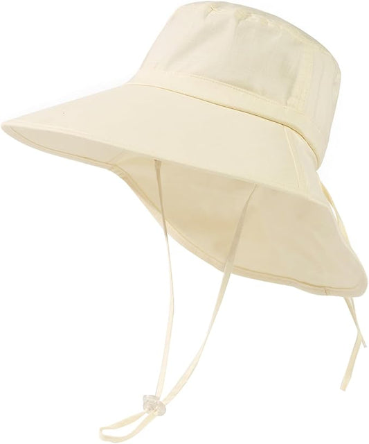 Comhats S/M/L/XL/XXL Womens Summer Flap Cover Cap Cotton UPF 50+ Sun Shade Hat with Neck Cord