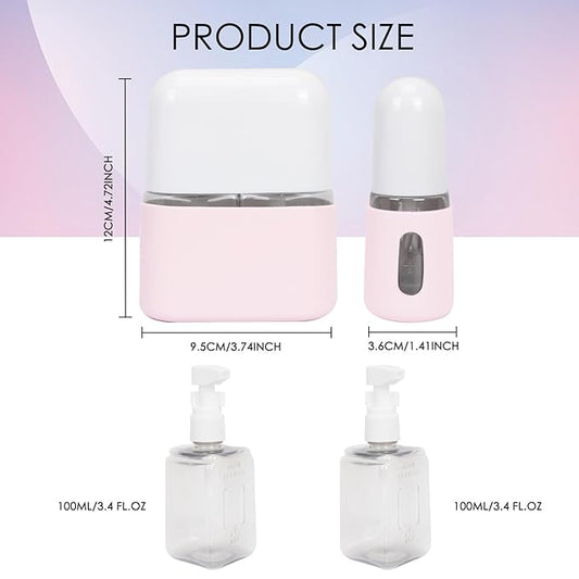 Songaa 2 In 1 Travel Size Bottles - Travel Shampoo and Conditioner Containers for Toiletries, Refillable Toiletry Bottles with Lid - Pink