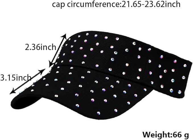 Sparkle Glitter Summer Rhinestone UPF 50+ Bling Ladies Sun Visor for Women Outdoor Sports Fashion Golf Hat