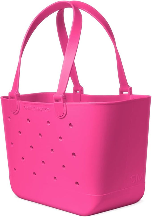 Simple Modern Large Beach Bag | Waterproof Getaway Rubber Tote with Zipper Pocket for Travel, Pool, Boat, Groceries, Sports | Malibu