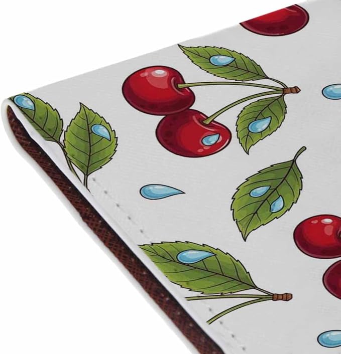 Red Cherry Passport Holder for Travel Sweet Nature Fruit PU Leather Passport Cover Wallet Cute Passport Card Holder for Women and Men