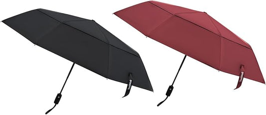 TradMall 2 Pack Travel Umbrella, Double Vented Canopy Windproof Automatic Strong Compact Folding Umbrellas for Rain Women and Men