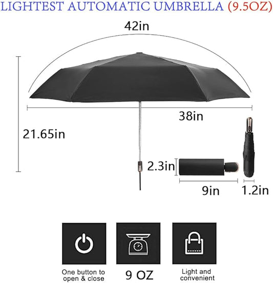 Goothdurs Mini Travel Compact Automatic Umbrella Small Lightweight Folding Rain Windproof Auto Open/Close Purse Umbrellas for Women Men