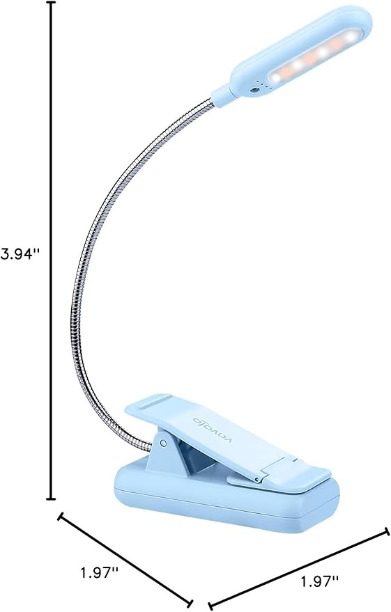 VAVOFO Rechargeable Book Light for Reading in Bed Kids, 7 LED Reading Light with 9-Level Warm Cool White Daylight, Eye Care Lamp with Power Indicator for Bookworms (Light Blue)