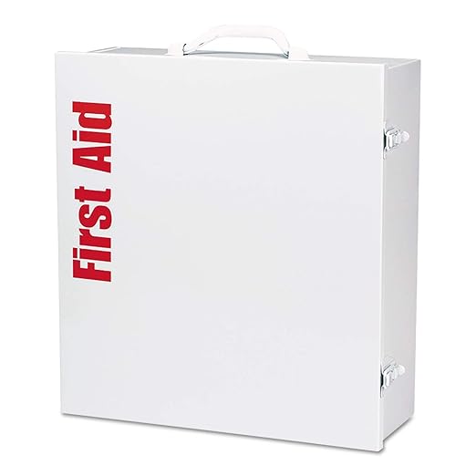 First Aid Only 90575 3-Shelf ANSI B+ and OSHA-Compliant First Aid Kit, 100-150-Person Emergency First Aid Kit for Business and Worksite, First Aid Metal Cabinet with Medications, 676 Pieces