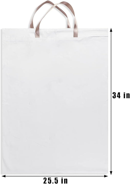 LOLOMLO Extra Large Canvas Laundry Bags with Handles & Drawstring Closure, Heavy Duty Tears Resistant Clothes Storage Travel Bags,25.5"x34",White