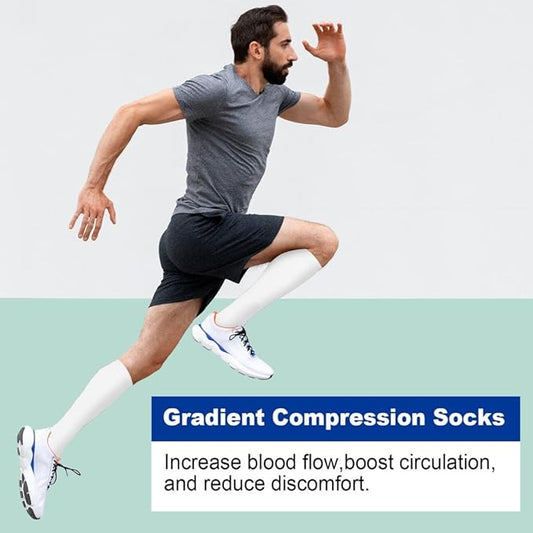 Graduated Compression Socks for Women&Men 20-30mmhg Knee High Socks Travel Hiking Running Stocking