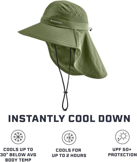 Cooling Sun Defender Sun Hat, UPF 50 UV Protection for Men Women, Wide Brim Outdoor Hat for Hiking, Fishing, Beach, Gardening