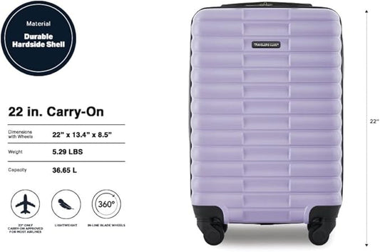 Travelers Club 22-Inch Gilroy Rolling Hardside Carry-On Luggage, Heirloom Lilac