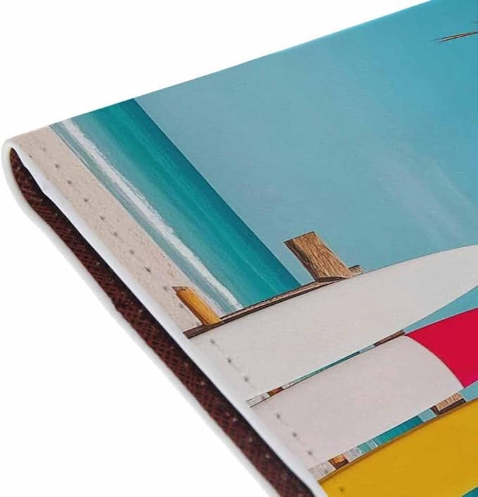 Holiday Beach Passport Holder for Travel Surfboard and Palm Tree PU Leather Passport Cover Wallet Cute Passport Card Holder for Women and Men