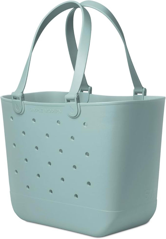 Simple Modern Extra-Large Beach Bag | Waterproof Getaway Rubber Tote with Zipper Pocket for Travel, Pool, Boat, Groceries, Sports | Sea Glass Sage