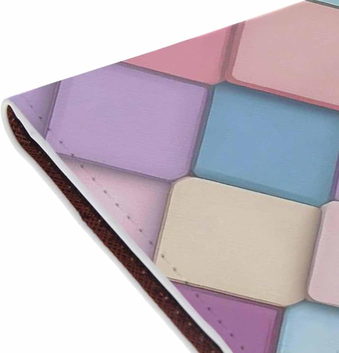 Square Passport Holder for Travel Trendy Pastel Pink and Purple PU Leather Passport Cover Wallet Cute Passport Card Holder for Women and Men